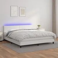 Giroletto Molle con Materasso e LED Bianco 160x200cm Similpelle 3134112