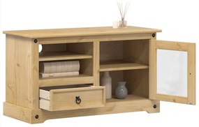 Mobile Porta Tv Corona 100x45x58 Cm İn Legno Massello Di Pino /