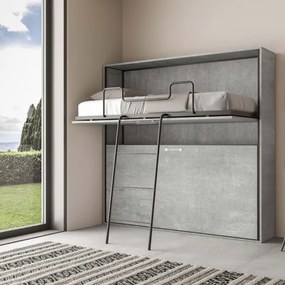 Letto a castello scomparsa orizzontale - KANDO doppio Cemento