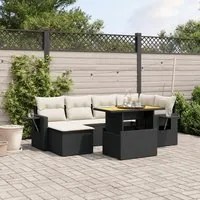 Set Divani da Giardino con Cuscini 7pz Nero Polyrattan 3271854