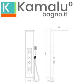 Kamalu - colonna doccia multifuzionale colore nero e motivo marmo | kam-n2300b