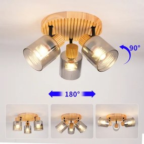 Brilagi - Faretto HYGGE 3xE14/15W/230V legno di gomma/fumé