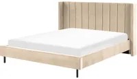 Letto matrimoniale con doghe 180 x 200 cm velluto di colore beige stile glam moderno