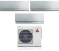 Climatizzatore Condizionatore Mitsubishi Electric Trial Split Inverter serie KIRIGAMINE ZEN SILVER MSZ-EF 9+9+18 con MXZ-3F54VF R-32 Wi-Fi Integrato Colore Argento 9000+9000+18000