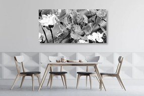 Stampa su tela – Dipinto di fiori in bianco e nero
