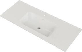 Lavabo a incasso rettangolare vasca centrale Neo Moon L 121 x H 17.5 x P 46 cm in ceramica bianco lucido