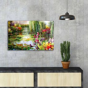 Pittura murale su tela Giardino impressionista, 70 x 45 cm Claude Monet - Colorful Water Lily Pond - Wallity