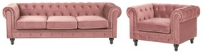 Set da salotto a 4 posti in velluto rosa CHESTERFIELD Beliani