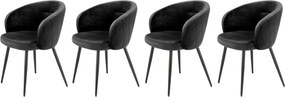 Set di 4 sedie K430 in velluto nero