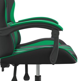 Sedia da Gaming Girevole Nera e Verde in Similpelle