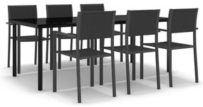 Set mobili da pranzo da giardino 7 pz nero