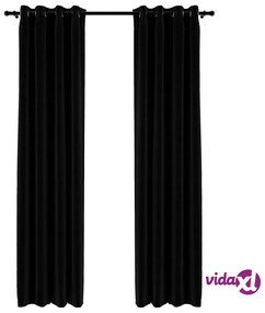 vidaXL Tende Oscuranti Effetto Lino con Occhielli 2pz 140x225cm Nere