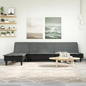 Divano Letto A L Grigio Scuro 255x140x70 Cm İn Tessuto /