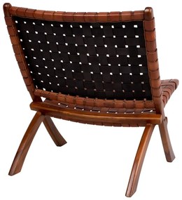 Sedia pieghevole in legno di teak e pelle Montana - House Nordic