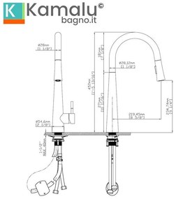 Kamalu - miscelatore cucina inox satinato con doccetta estraibile | kam-050