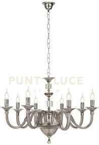 Lampadario gala 8 luci attacco e14 fume' e cromo d.82cm