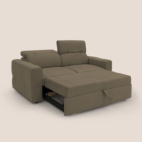 Kronos Divano con pouf estraibile poggiapiedi e poggiatesta reclinabili in morbida microfibra impermeabile T11 marrone