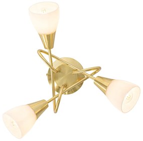 Plafoniera classica oro con vetro opalino 3 luci - Inez