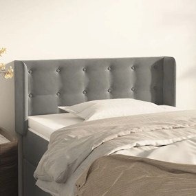 Testiera Ad Orecchio Grigio Chiaro 103x16x78/88 Cm İn Velluto /