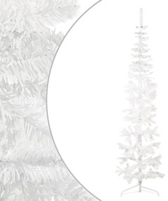 Albero Natale Artificiale Sottile a Metà Supporto Bianco, 240 cm