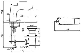 Miscelatore monocomando lavabo con aeratore e scarico Cromo Zucchetti Wind Zwn590