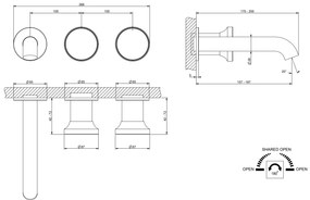 Parte esterna miscelatore vasca a parete 2 vie con deviatore parte incasso non inclusa brass brushed 66042 Gessi