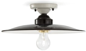 Plafoniera Vintage B&W Metallo Smaltato Nero E Bianco 1 Luce E27 35Cm