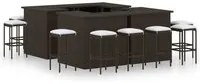 Set da Bar da Giardino 16 pz con Cuscini in Polyrattan Marrone 3064928