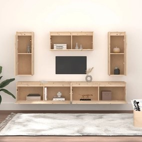 Mobili porta tv 5 pz in legno massello di pino