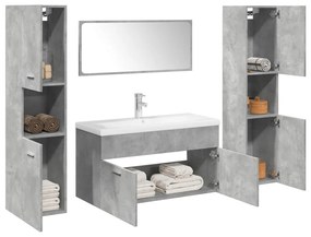 Set mobili da bagno 5 pz grigio cemento in legno multistrato