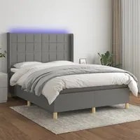 Letto a Molle Materasso e LED Grigio Scuro 140x200cm in Tessuto 3138878