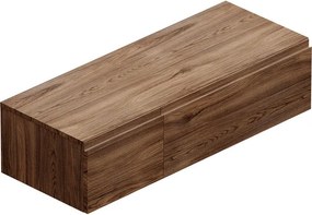 Mobile da bagno sospeso Step con top L 120.3 x H 30 x P 46 cm noce walnut liscio, 2 cassetti