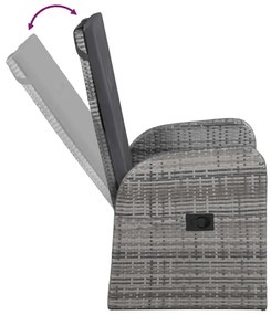 Set mobili da pranzo per giardino 9 pz con cuscini grigio