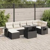 Set Divani da Giardino con Cuscini 8 pz Nero in Polyrattan 3326517