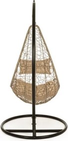 Poltrona sospesa legno naturale con cuscini e struttura in ferro Amirantes Bizzotto