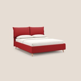 Elettra letto contenitore imbottito e sfoderabile con cuscini testata in tessuto impermeabile T13 rosso