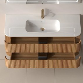 Mobile bagno cannettato 120 cm con lavabo in ceramica | KAM-NORTH-120C - KAMALU