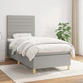 Giroletto A Molle Con Materasso Grigio Chiaro 80x200 Cm Tessuto /