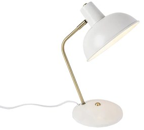 Lampada da tavolo retrò bianca con bronzo - Milou