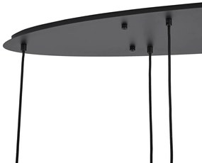 Lampada a sospensione moderna nera con vetro bianco rettangolare a 6 luci - Misty