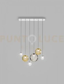 Puppet sospensione l6 multicolore 1 cromo lucido 6 luci attacco g9