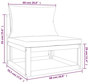 Set Salotto Giardino 7pz Cuscini Grigio Chiaro Legno Massello