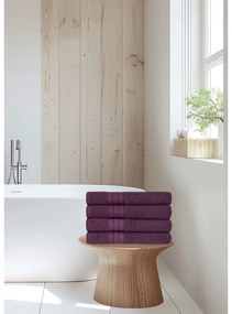 Set di 4 asciugamani in spugna di cotone bordeaux 50x100 cm - Good Morning