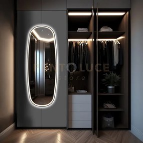 Diana specchio da parete cornice metallo nero illuminata 60x160cm l...