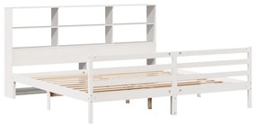 Letto libreria senza materasso bianco 200x200 cm legno di pino