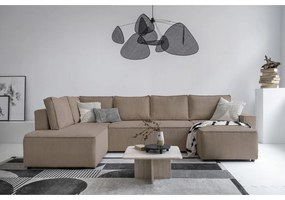 Divano letto angolare in velluto a coste beige Brave Dave - Miuform
