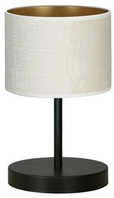 Lampada Da Tavolo 1 Luce Hilde In Acciaio Nero E Paralume In Tessuto Beige