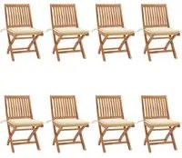 Sedie da Giardino Pieghevoli con Cuscini 8 pz Massello di Teak 3072863