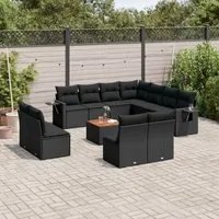 Set Divani da Giardino 12 pz con Cuscini Nero in Polyrattan 3256951