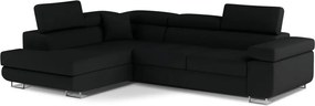 Divano angolare nero allungabile/con contenitore (con penisola a sinistra/a L) Anton – ELTAP